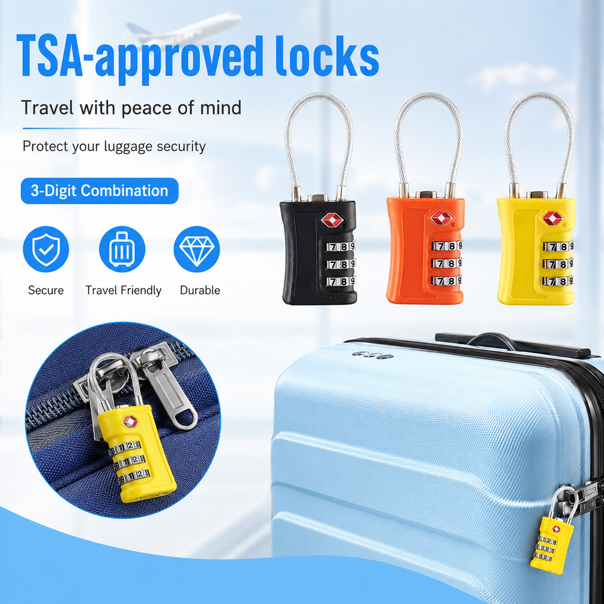 Home Gym Ideas - TSA Approved Luggage Lock 3 Digit