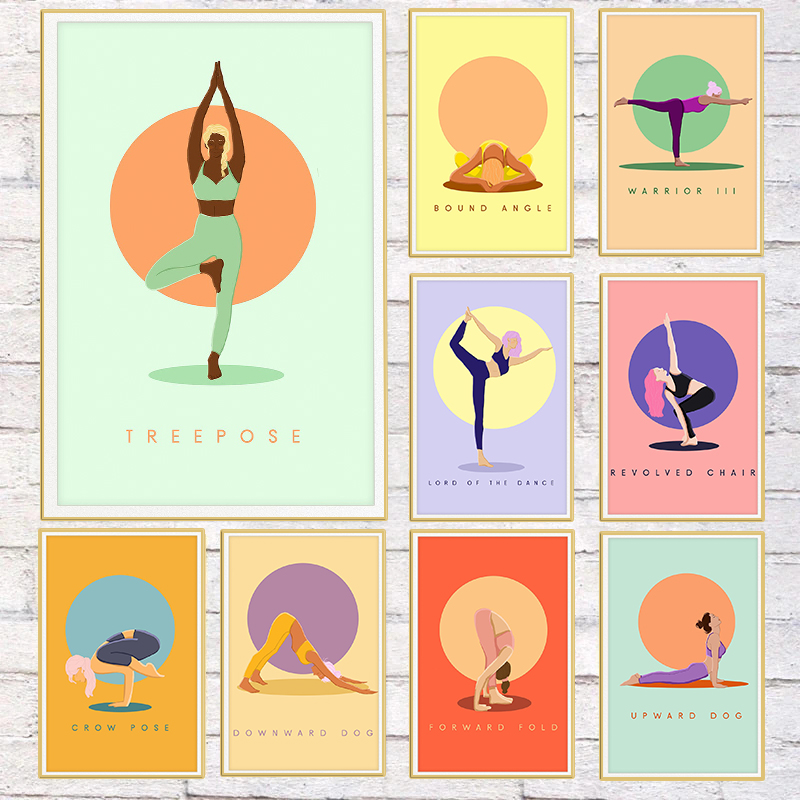 Modern Abstract Yoga Poses Pos - đánh giá và giá Home Gym Yoga Studio
