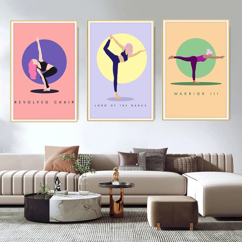 Modern Abstract Yoga Poses Pos - đánh giá và giá Home Gym Yoga Studio