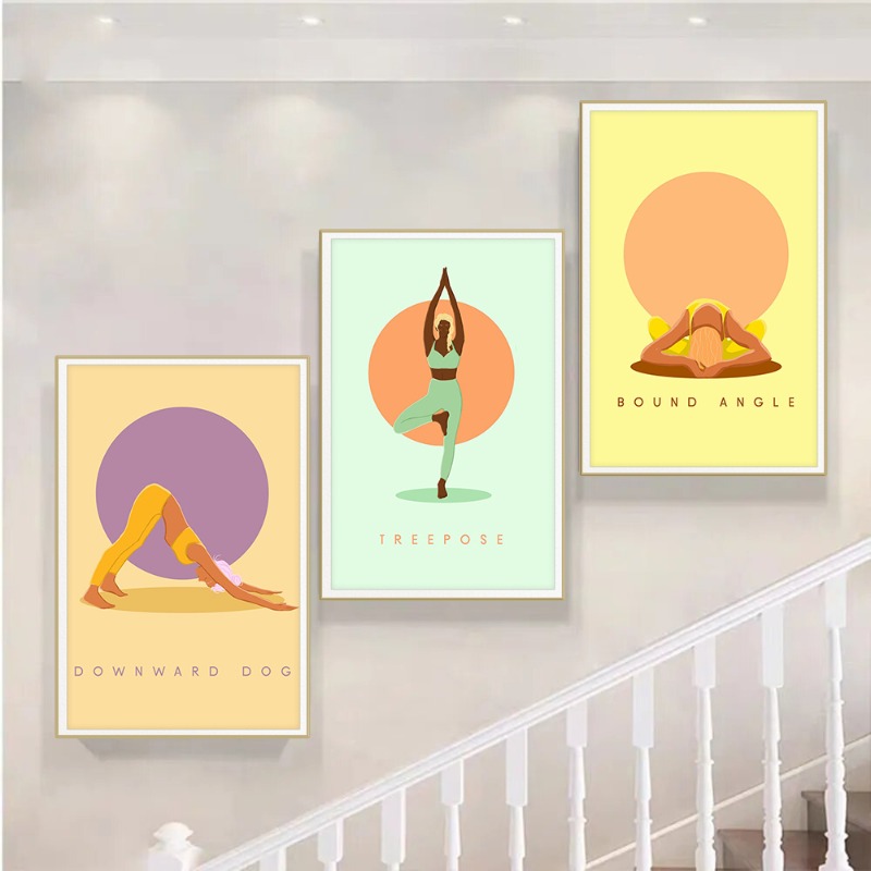 Modern Abstract Yoga Poses Pos - đánh giá và giá Home Gym Yoga Studio