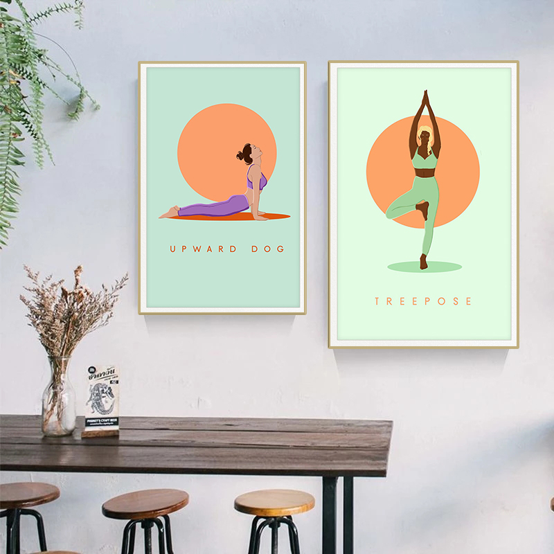 Modern Abstract Yoga Poses Pos - đánh giá và giá Home Gym Yoga Studio