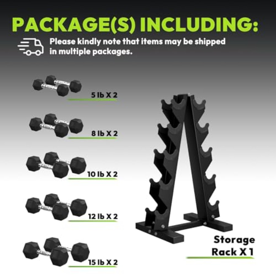 Rubber Coated Hex Dumbbell Set - đánh giá và giá Hex Dumbbell Set
