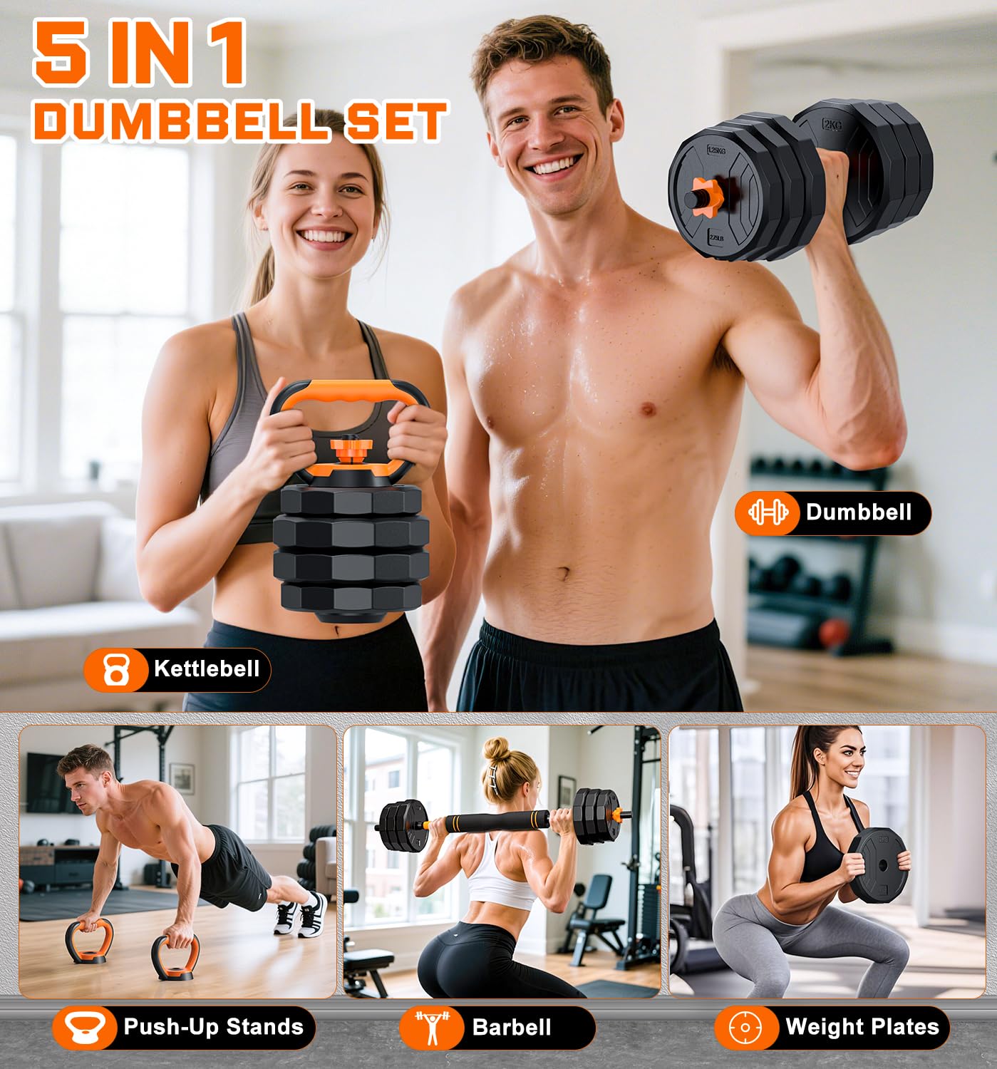 5-in-1 Adjustable Dumbbell 33- - đánh giá và giá Home Gym Used