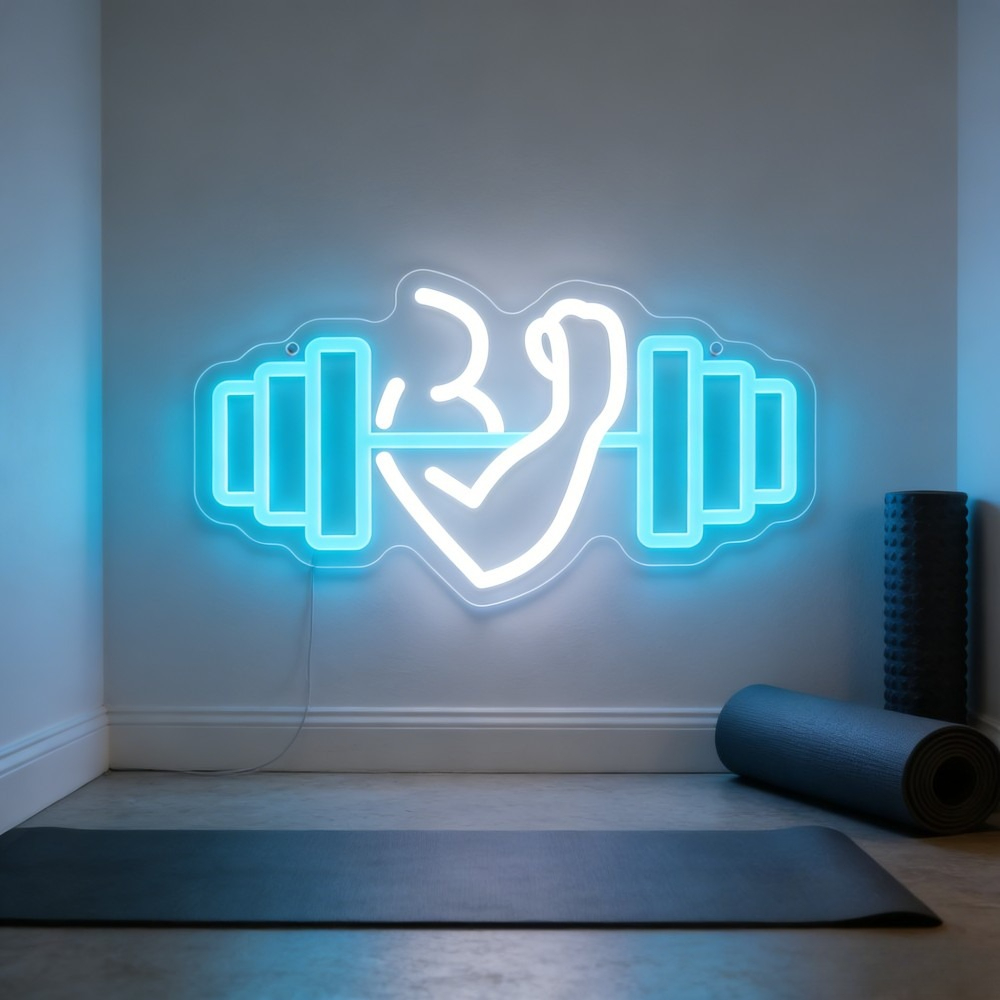 Bicep Dumbbell Neon Sign LED W - đánh giá và giá Home Gym Yoga Studio