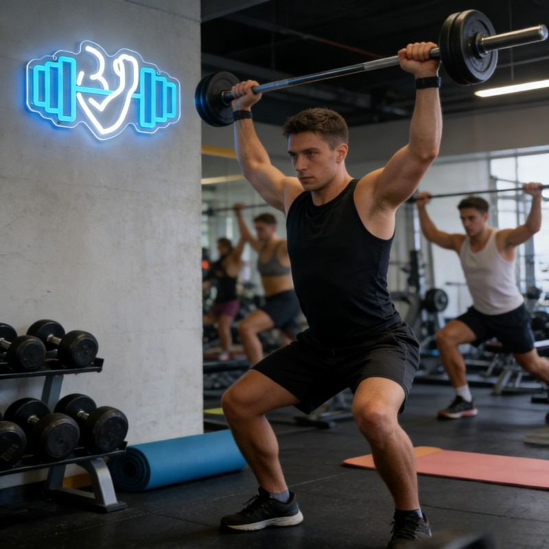 Bicep Dumbbell Neon Sign LED W - đánh giá và giá Home Gym Yoga Studio