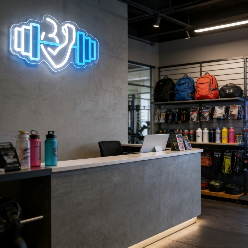 Bicep Dumbbell Neon Sign LED W - đánh giá và giá Home Gym Yoga Studio